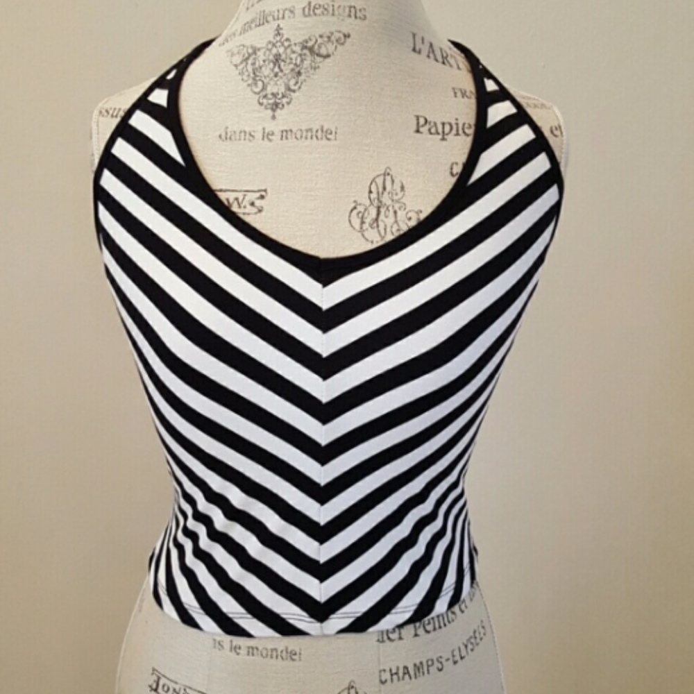 Black and white halter top